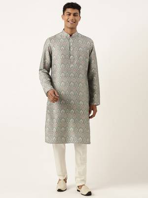 Teal printed kurta set 1
