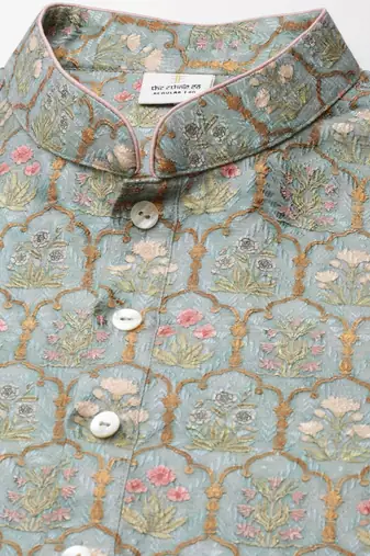 Teal printed kurta set