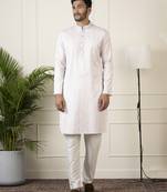 Baby pink jacquard embroidered kurta set