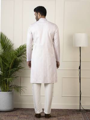 Baby pink jacquard embroidered kurta set 2