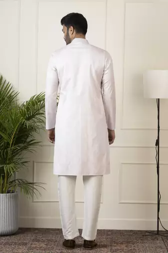 Baby pink jacquard embroidered kurta set