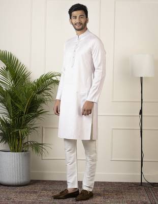 Baby pink jacquard embroidered kurta set 3