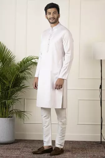 Baby pink jacquard embroidered kurta set