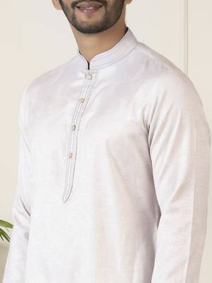 Baby pink jacquard embroidered kurta set 5