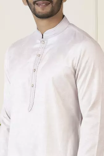 Baby pink jacquard embroidered kurta set