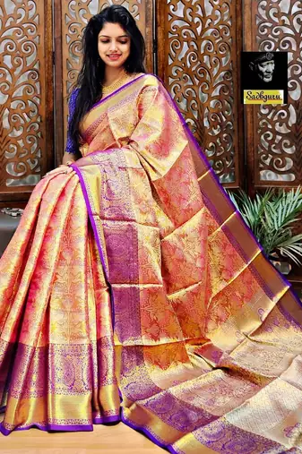 embroidered bollywood silk blend saree (red)