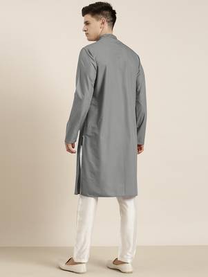 Grey cotton dori embroidered kurta set 5