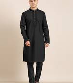Black cotton dori embroidered kurta set