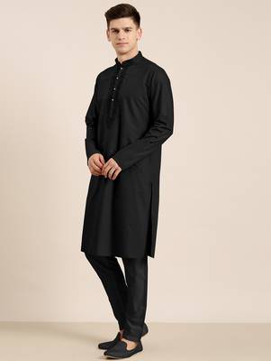 Black cotton dori embroidered kurta set 2