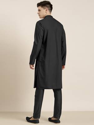 Black cotton dori embroidered kurta set 3
