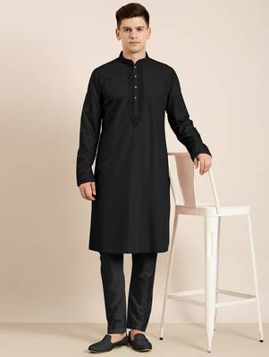 Black cotton dori embroidered kurta set 4