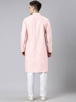 Pink pleated cotton kurta set 2