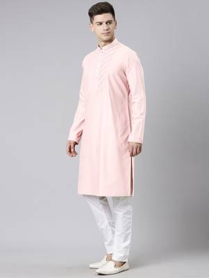 Pink pleated cotton kurta set 3