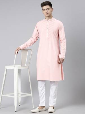Pink pleated cotton kurta set 4