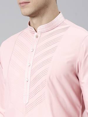 Pink pleated cotton kurta set 5