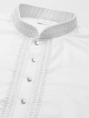 White cotton dori embroidery kurta set 2