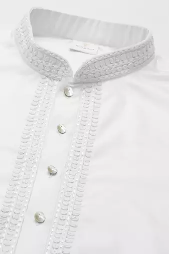 White cotton dori embroidery kurta set