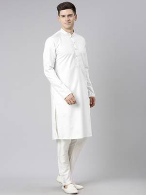 White cotton dori embroidery kurta set 3