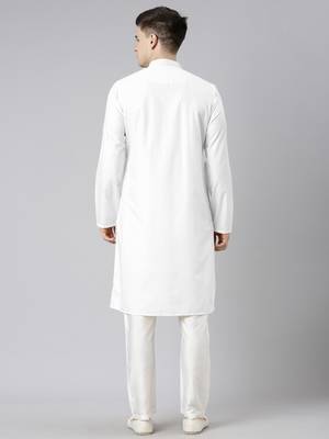 White cotton dori embroidery kurta set 4