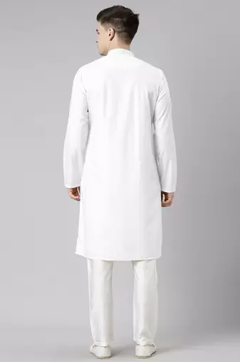 White cotton dori embroidery kurta set