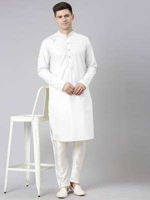 White cotton dori embroidery kurta set 5