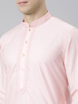 Pink cotton dori embroidery kurta set 5