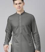 Grey cotton dori embroidery kurta set