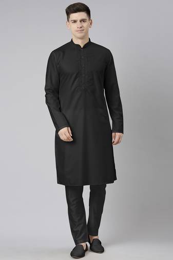 Black cotton dori embroidery kurta set