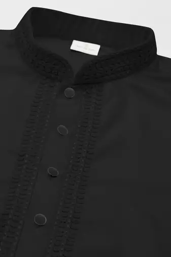Black cotton dori embroidery kurta set