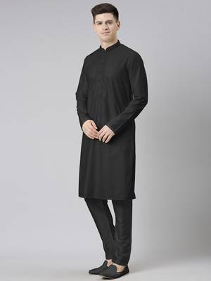 Black cotton dori embroidery kurta set 3