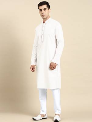 White cotton dori embroidered kurta set 3