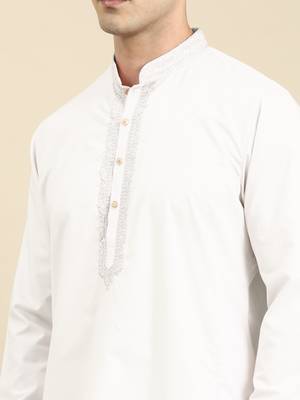 White cotton dori embroidered kurta set 5