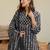 Women Black White Cotton Block Printed Straight Kurta With Pant & Dupatta Set