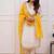 Off White Embroidered Cotton Silk Suit Set with Yellow Chanderi Dupatta