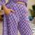 Women Purple white cotton block printed straight kurta with pant & dupatta set