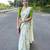 White leaf digital printed linen cotton saree