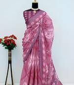 burgundy leaf digital printed linen cotton saree