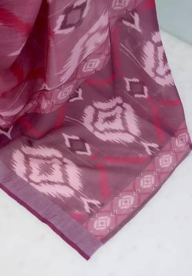 burgundy leaf digital printed linen cotton saree 5