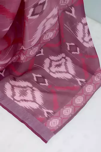 burgundy leaf digital printed linen cotton saree