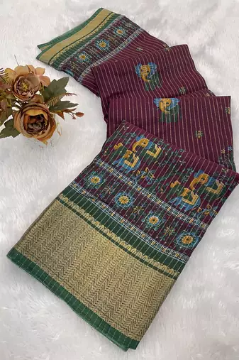 Maroon wovan ikat art silk saree with blouse