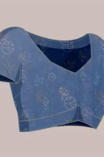 Grey leaf digital printed linen cotton saree with jhalar
