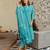 Women Turquoise White Cotton Block Printed Straight Kurta With Pant & Dupatta Set