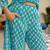Women Turquoise White Cotton Block Printed Straight Kurta With Pant & Dupatta Set