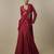 Red satin drape embroidered saree