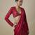 Red satin drape embroidered saree