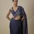 Blue satin plain saree