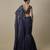Blue satin plain saree