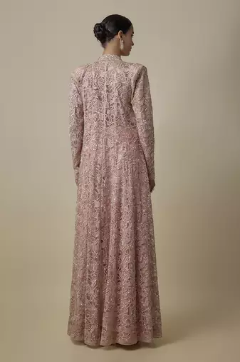 Gold satin plain pant with embroidered blouse and cape