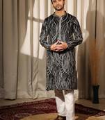 Black work viscose embroidered kurta for festive