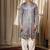 Bluish grey work viscose embroidered kurta for mehandi